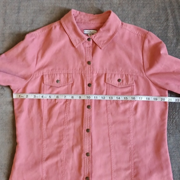 Faux Suede Pink Button Down Shirt By Croft & Barrow, Western Office Fall - Picture 5 of 8